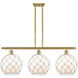 Ballston Large Farmhouse Rope LED 36 inch Satin Gold Island Light Ceiling Light in White Glass with White Rope, Ballston