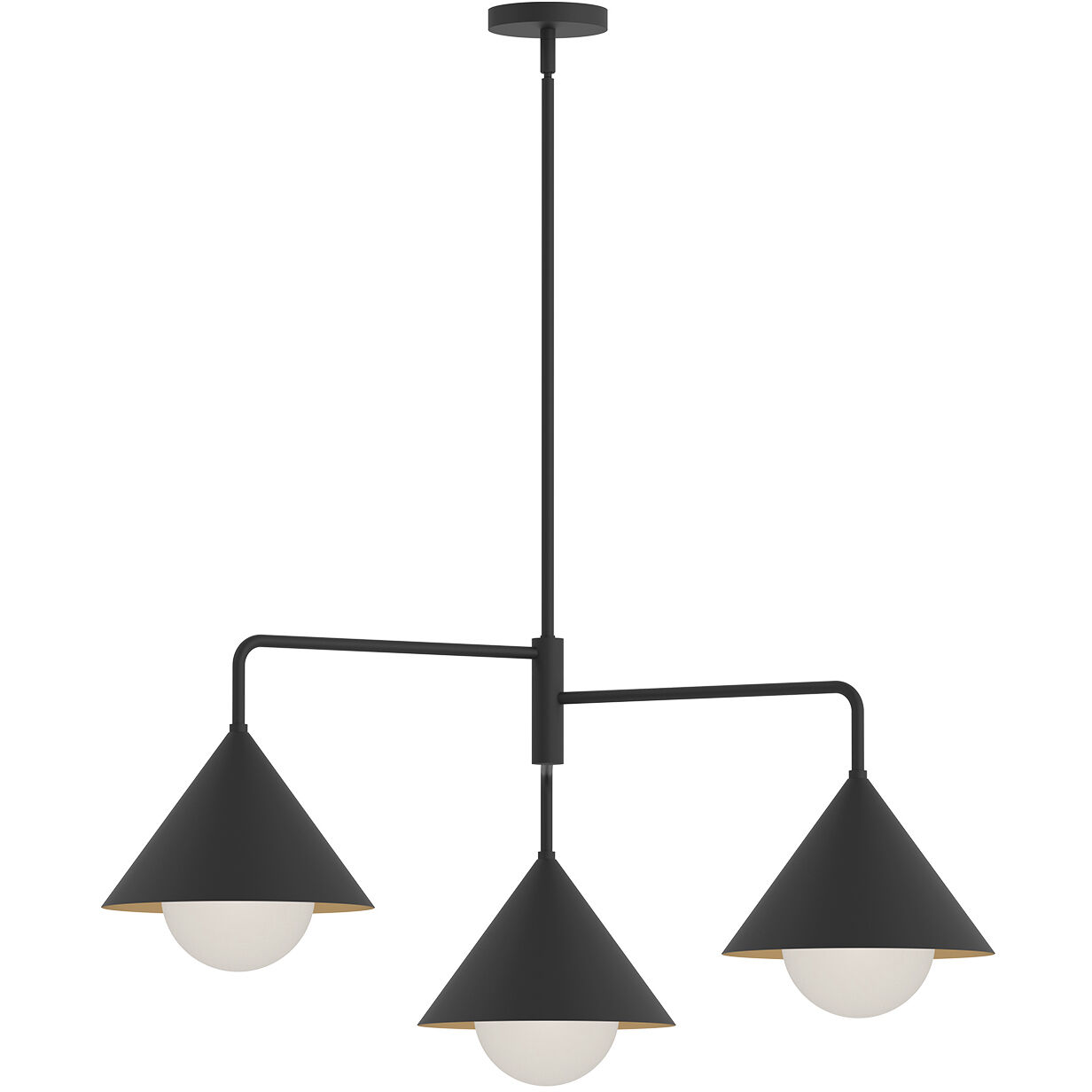 Alora Mood Remy 3 Light 38 inch Matte Black/Opal Glass Chandelier Ceiling Light