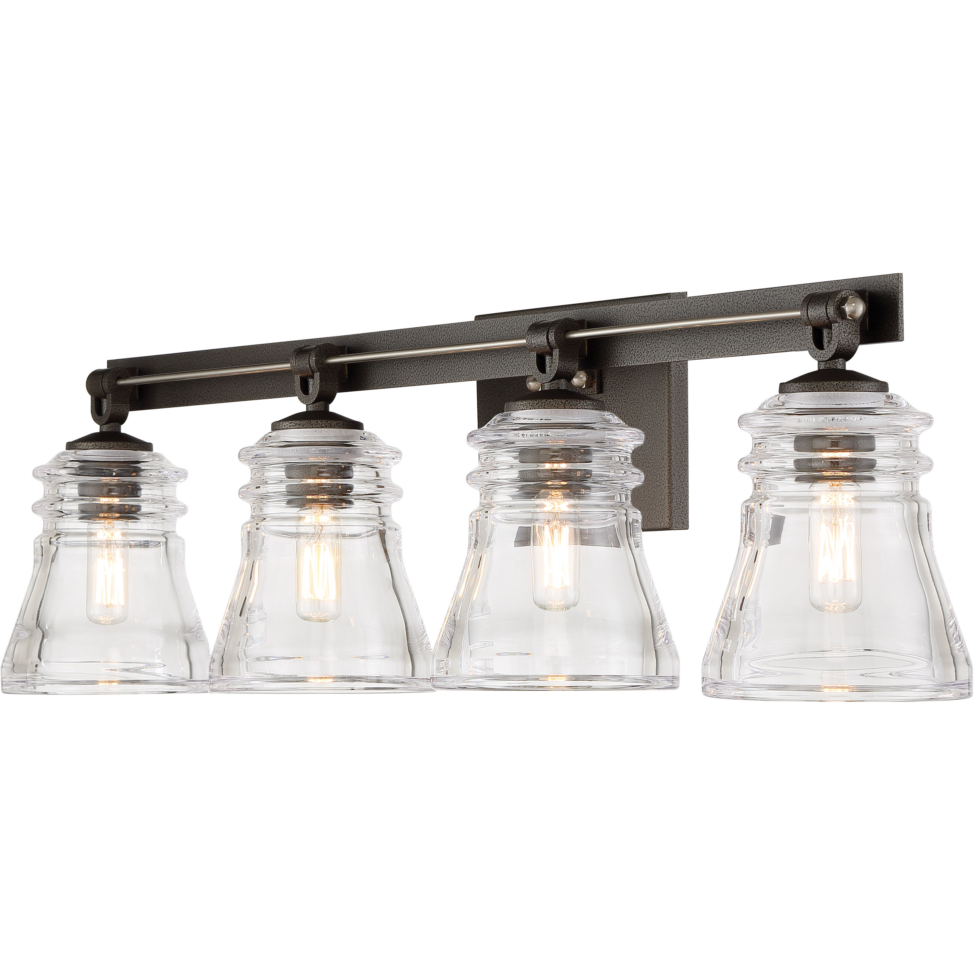 Graham Avenue 4 Light 31 inch Smoked Iron/Brushed Nickel Bath Light Wall Light