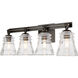 Graham Avenue 4 Light 31 inch Smoked Iron/Brushed Nickel Bath Light Wall Light
