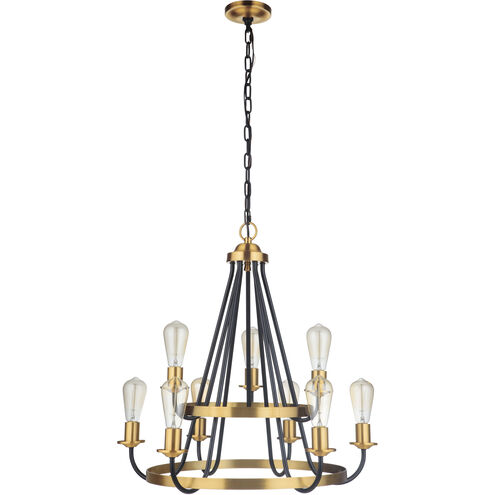 Neighborhood Randolph 9 Light 26 inch Flat Black/Satin Brass Chandelier Ceiling Light in Flat Black and Satin Brass, Neighborhood Collection