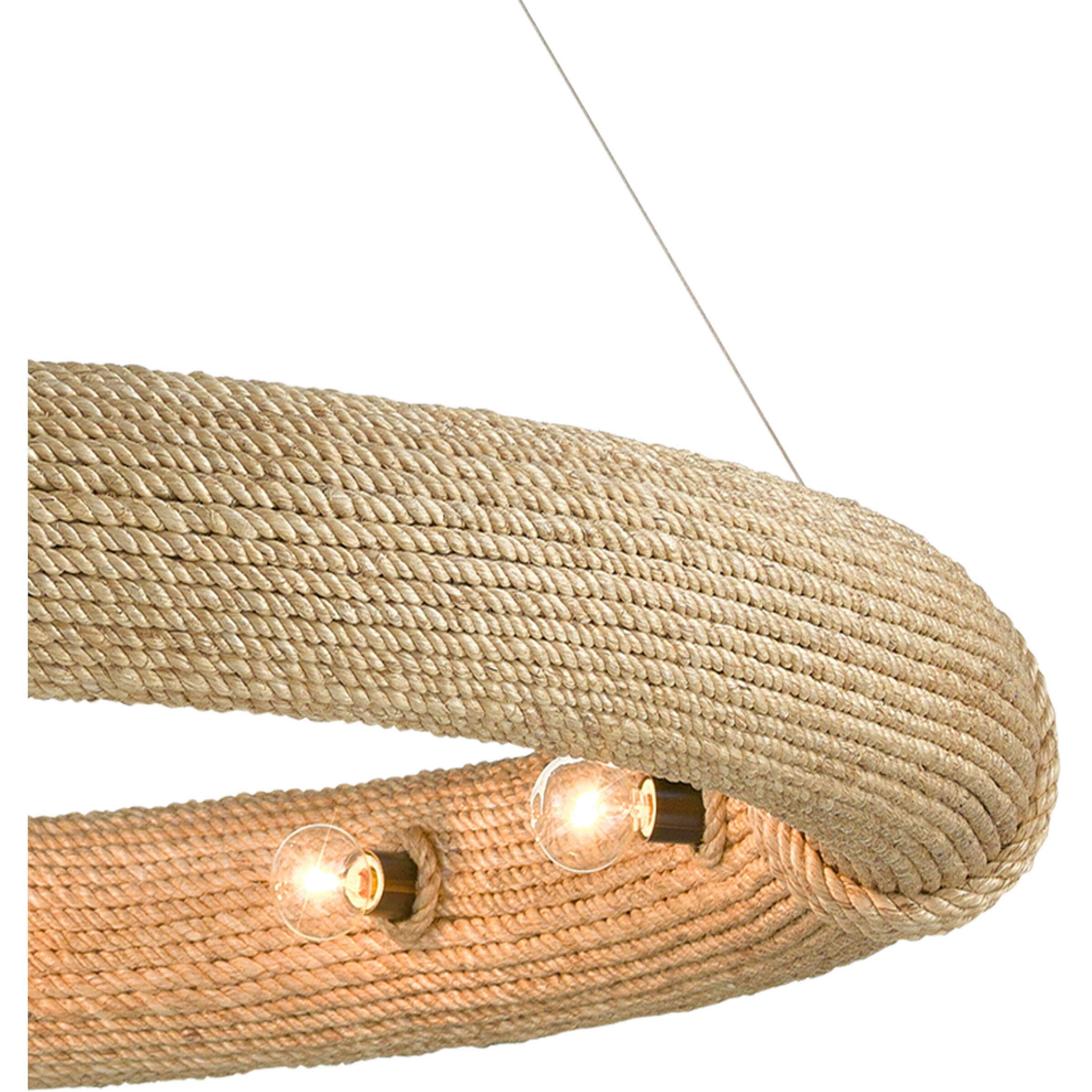 Portmeirion 12 Light 50 inch Satin Black/Abaca Rope Chandelier Ceiling Light, Large