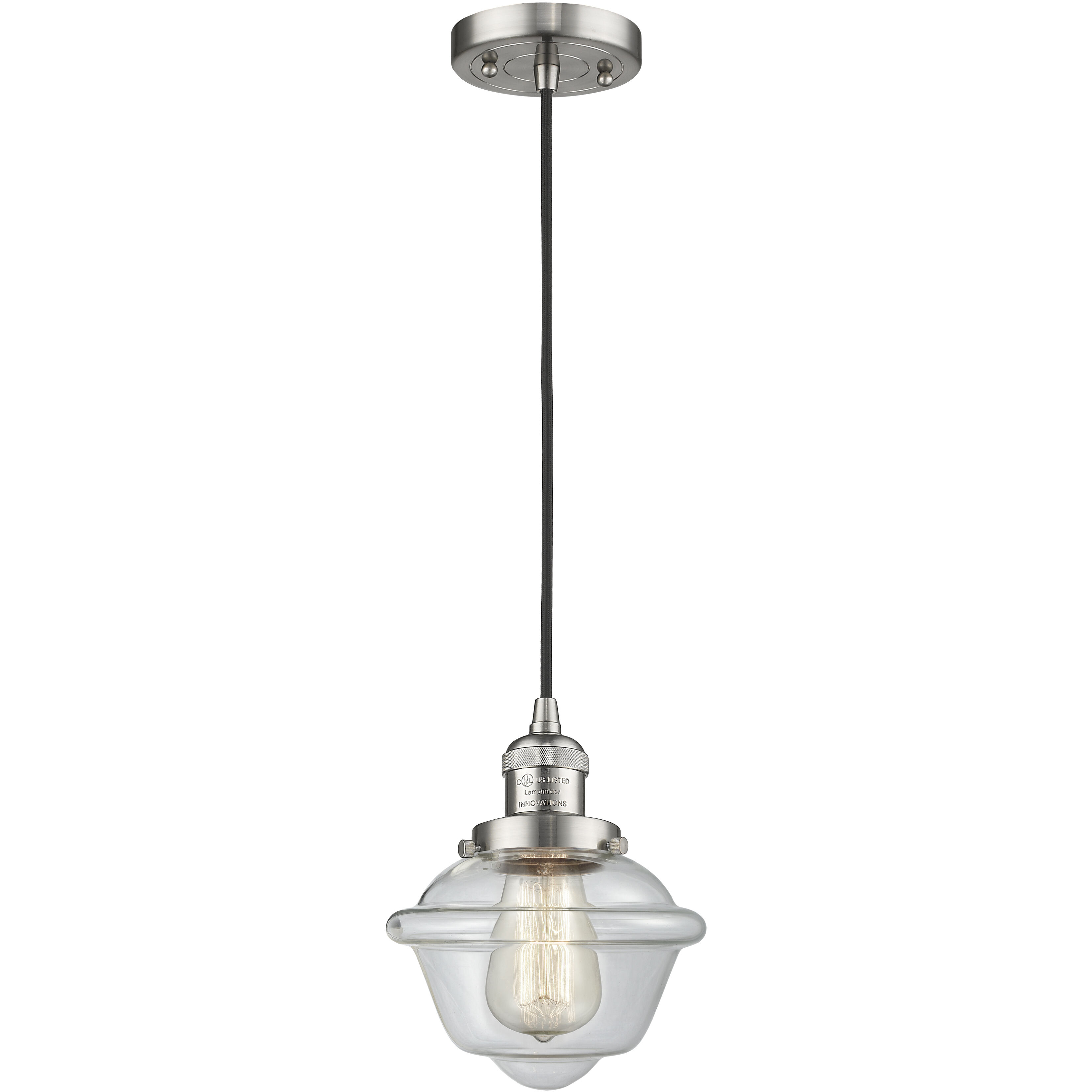 Franklin Restoration Oxford LED 7.5 inch Brushed Satin Nickel Mini Pendant Ceiling Light in Clear, Franklin Restoration