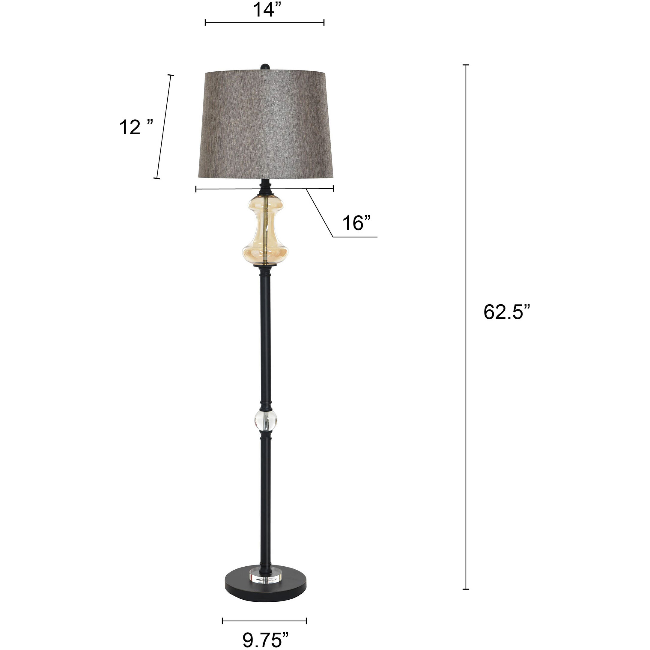 Callahan 62.5 inch 100 watt Madison Bronze and Grey Floor Lamp Portable Light