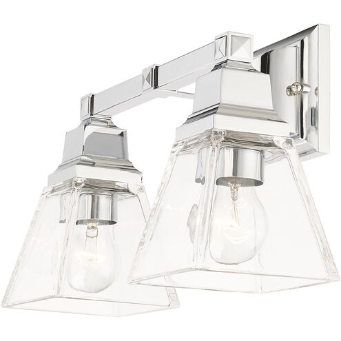 Mission 2 Light 15 inch Polished Chrome Vanity Sconce Wall Light