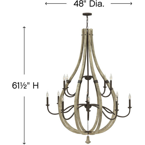 Middlefield LED 48 inch Iron Rust Chandelier Ceiling Light