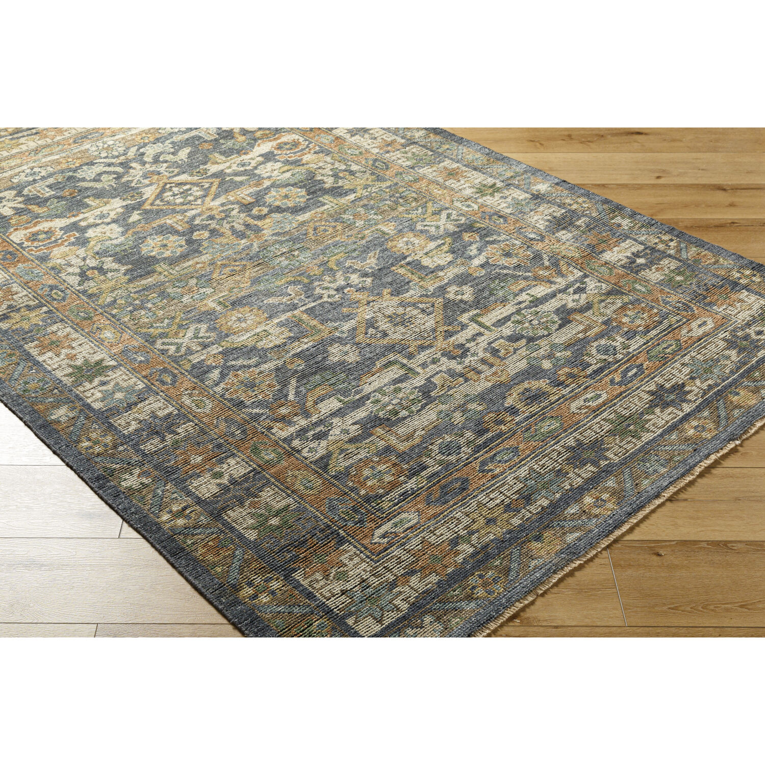 Reign 120 X 30 inch Navy / Sage / Olive / Oatmeal / Brown Handmade Rug in 2.5 X 10