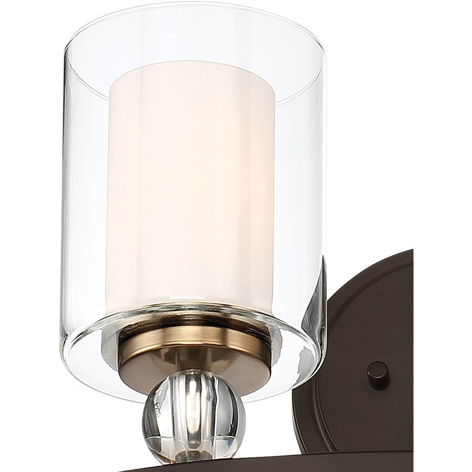 Studio 5 2 Light 16 inch Painted Bronze/Natural Brush Bath Light Wall Light