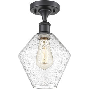 Ballston Cindyrella LED 8 inch Matte Black Semi-Flush Mount Ceiling Light in Seedy Glass