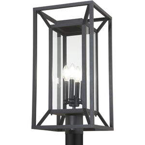 Great Outdoors Harbor View 4 Light 22.75 inch Sand Coal Outdoor Post Mount in Clear Glass
