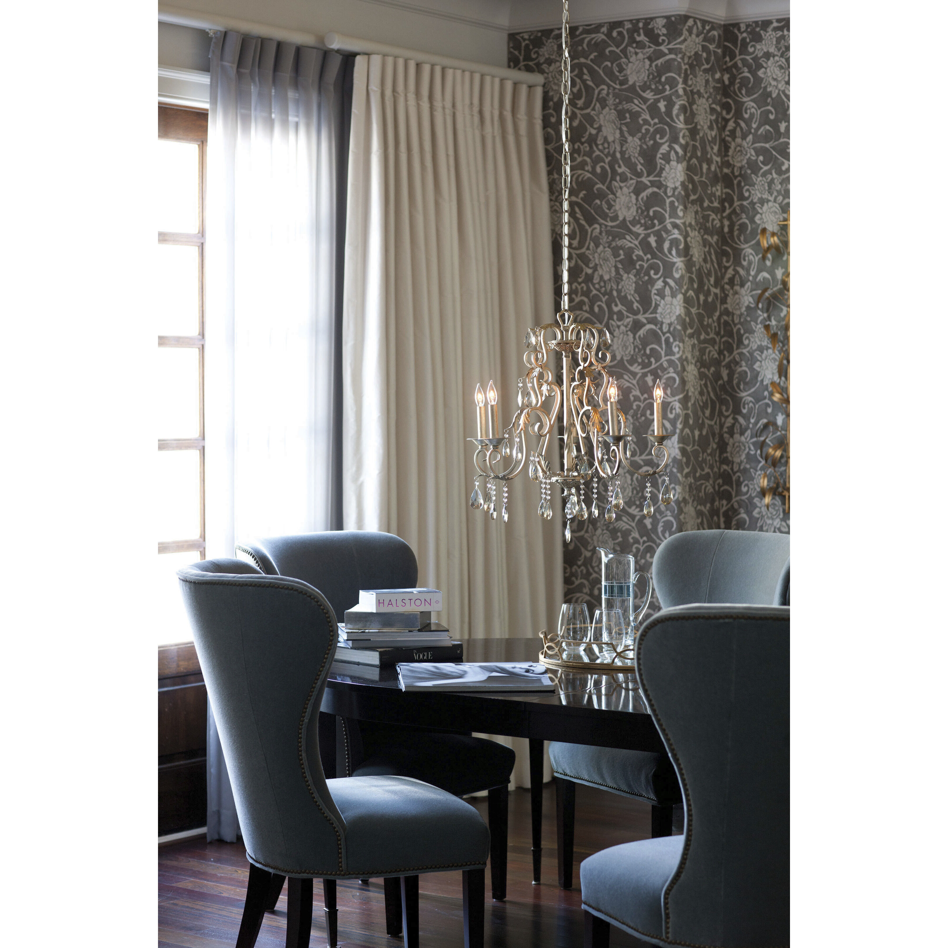 Carlton 5 Light 24 inch Silver Leaf Indoor Chandelier Ceiling Light