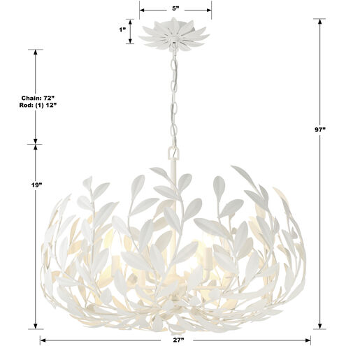 Broche 6 Light 27 inch Matte White Chandelier Ceiling Light