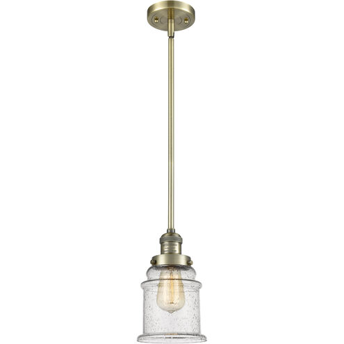 Franklin Restoration Canton 1 Light 7 inch Antique Brass Mini Pendant Ceiling Light in Incandescent, Seedy Glass, Franklin Restoration