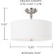 Loft 3 Light 15 inch Matte Nickel Semi-Flush Mount Ceiling Light in White Fabric Shade