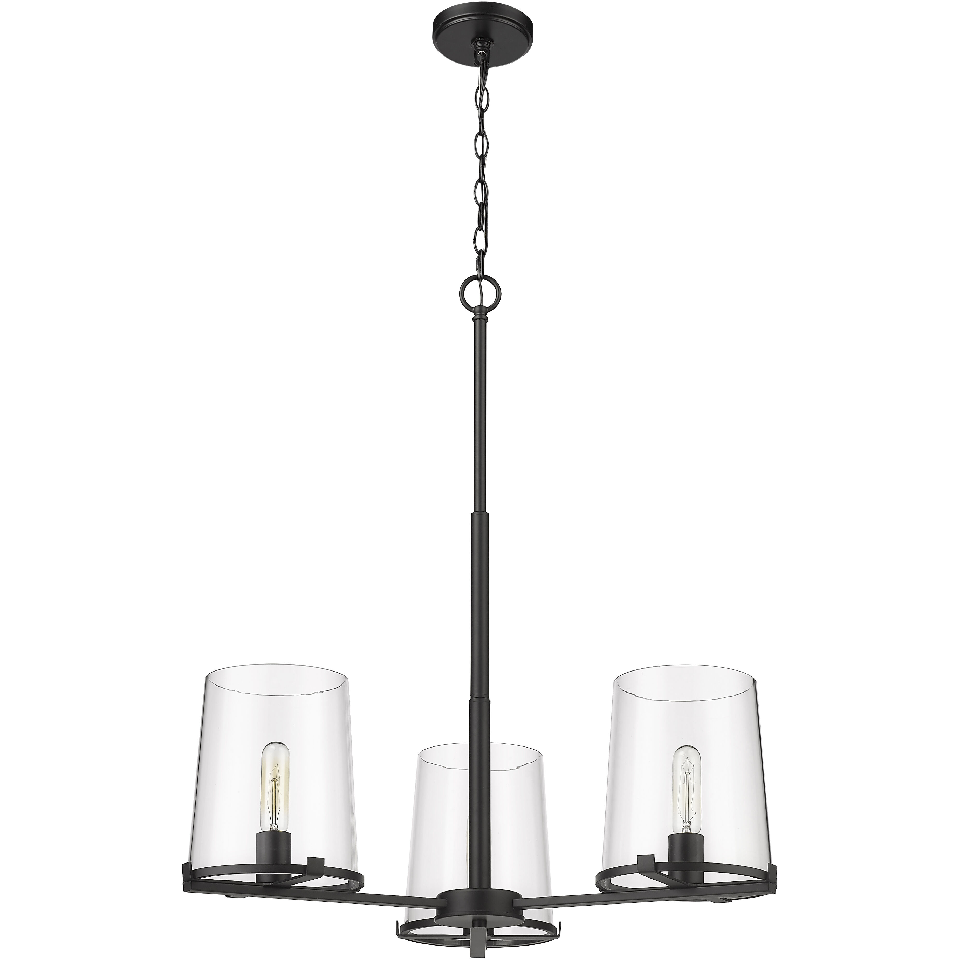 Callista 3 Light 28 inch Matte Black Chandelier Ceiling Light