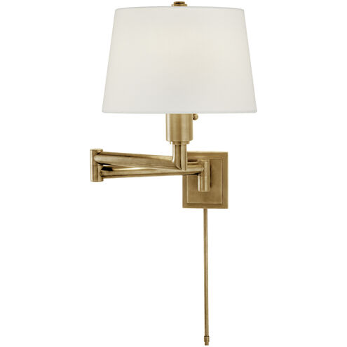 Chapman & Myers Chunky2 25.75 inch 100.00 watt Antique-Burnished Brass Swing Arm Sconce Wall Light in Linen 2