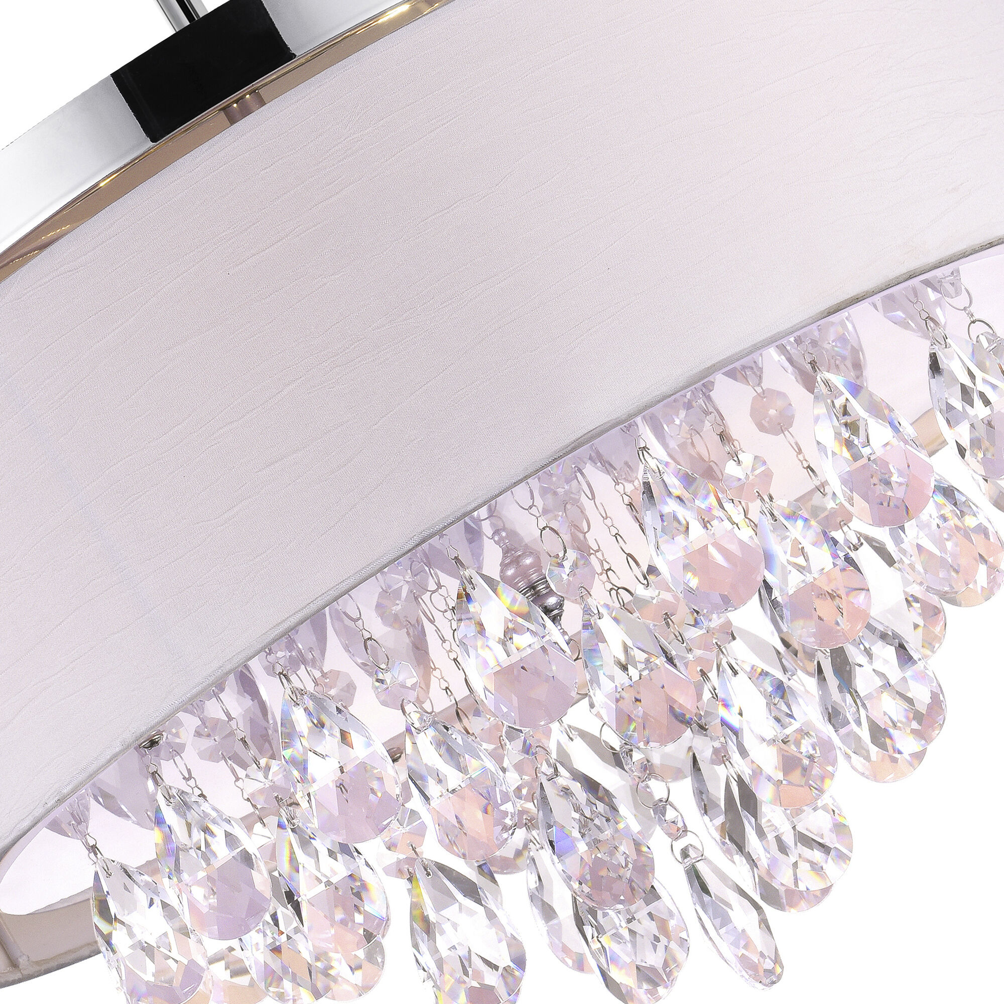 Dash 4 Light 18 inch Chrome Drum Shade Flush Mount Ceiling Light in Off White