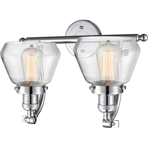 Franklin Restoration Fulton 2 Light 18 inch Polished Chrome Bath Vanity Light Wall Light in Clear Glass, Franklin Restoration
