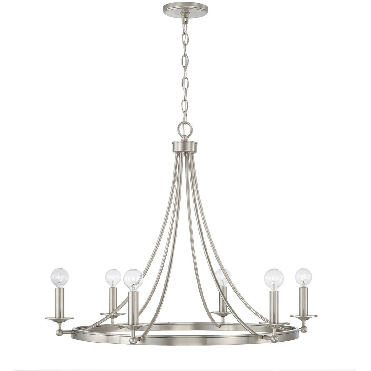 Elijah 6 Light 30 inch Brushed Nickel Chandelier Ceiling Light