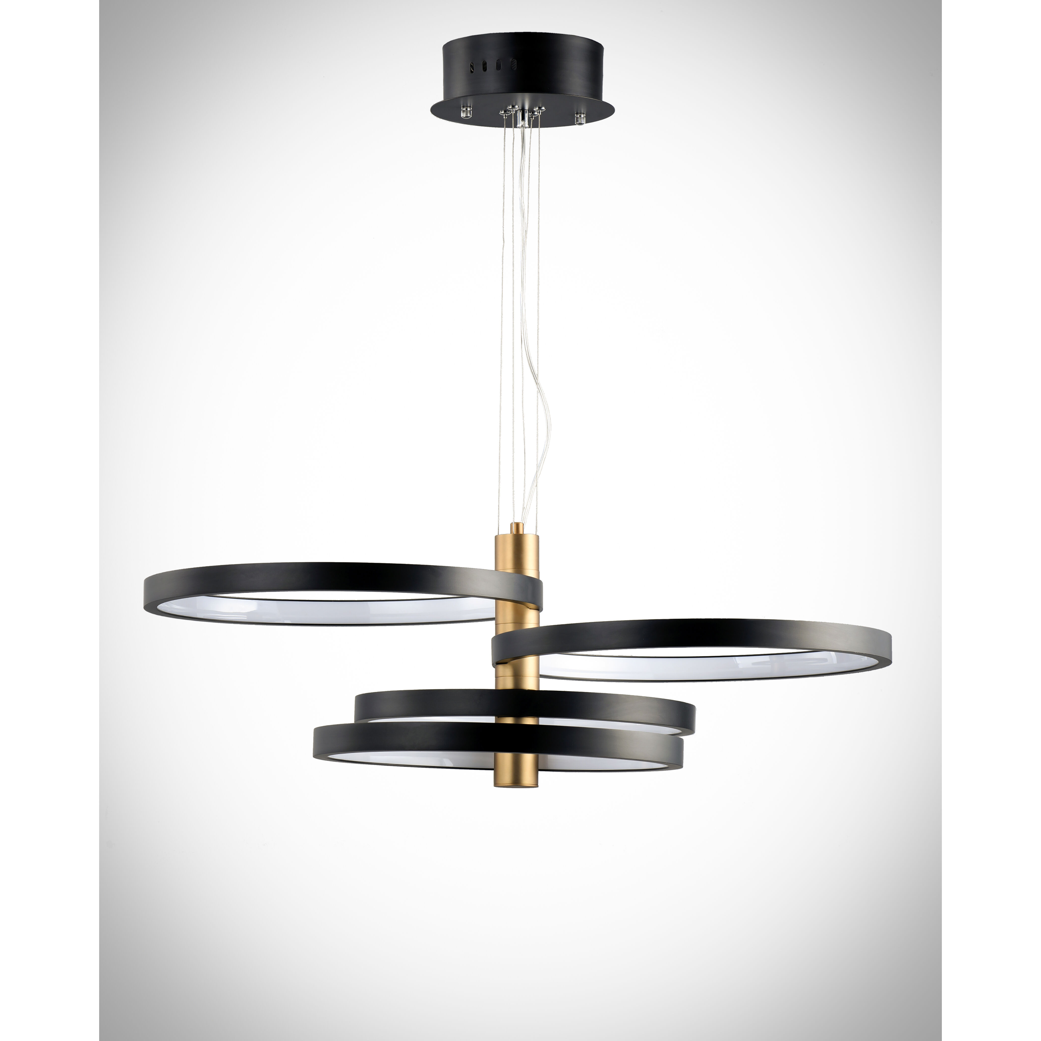 Hoopla LED 29.5 inch Black and Gold Multi-Light Pendant Ceiling Light