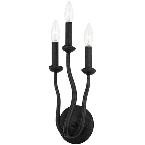 Reign 3 Light 7 inch Black Iron ADA Wall Sconce Wall Light