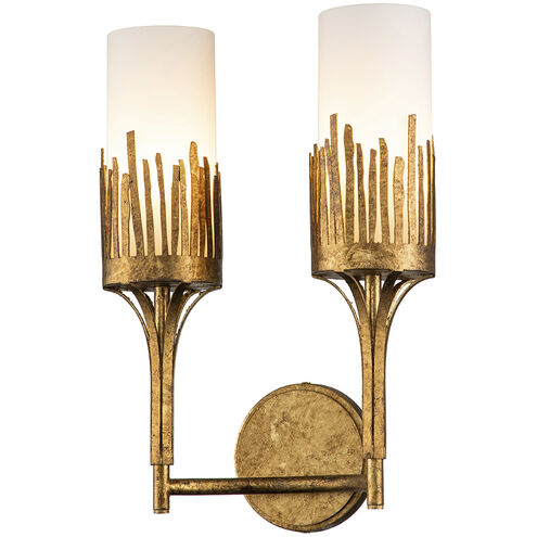 Sawgrass 2 Light 10.5 inch Gold Leaf Sconce Wall Light