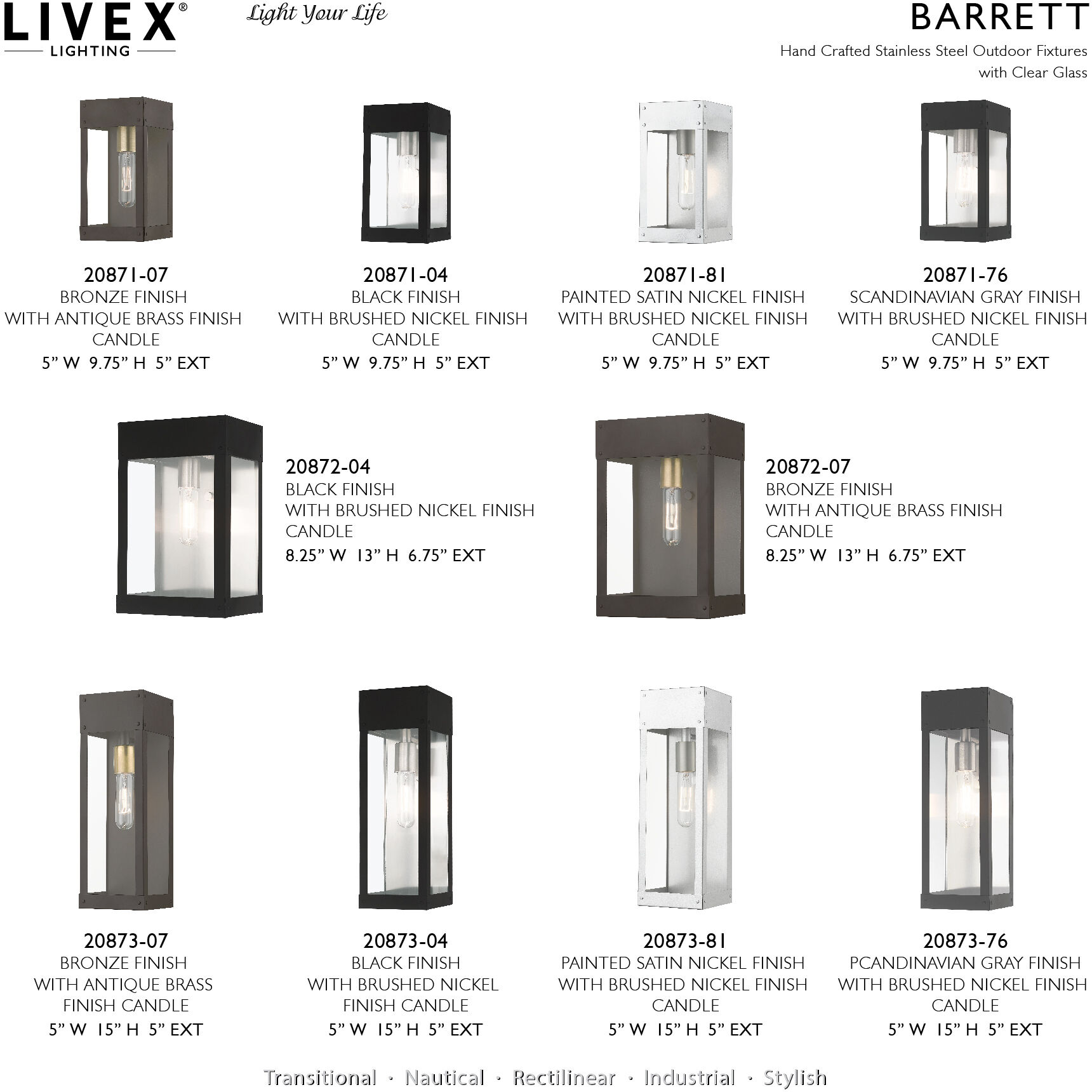 Barrett 1 Light 15 inch Scandinavian Gray Outdoor Wall Lantern