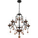 Colonial Charm 5 Light 28 inch Old World Bronze/Walnut Accents Chandelier Ceiling Light