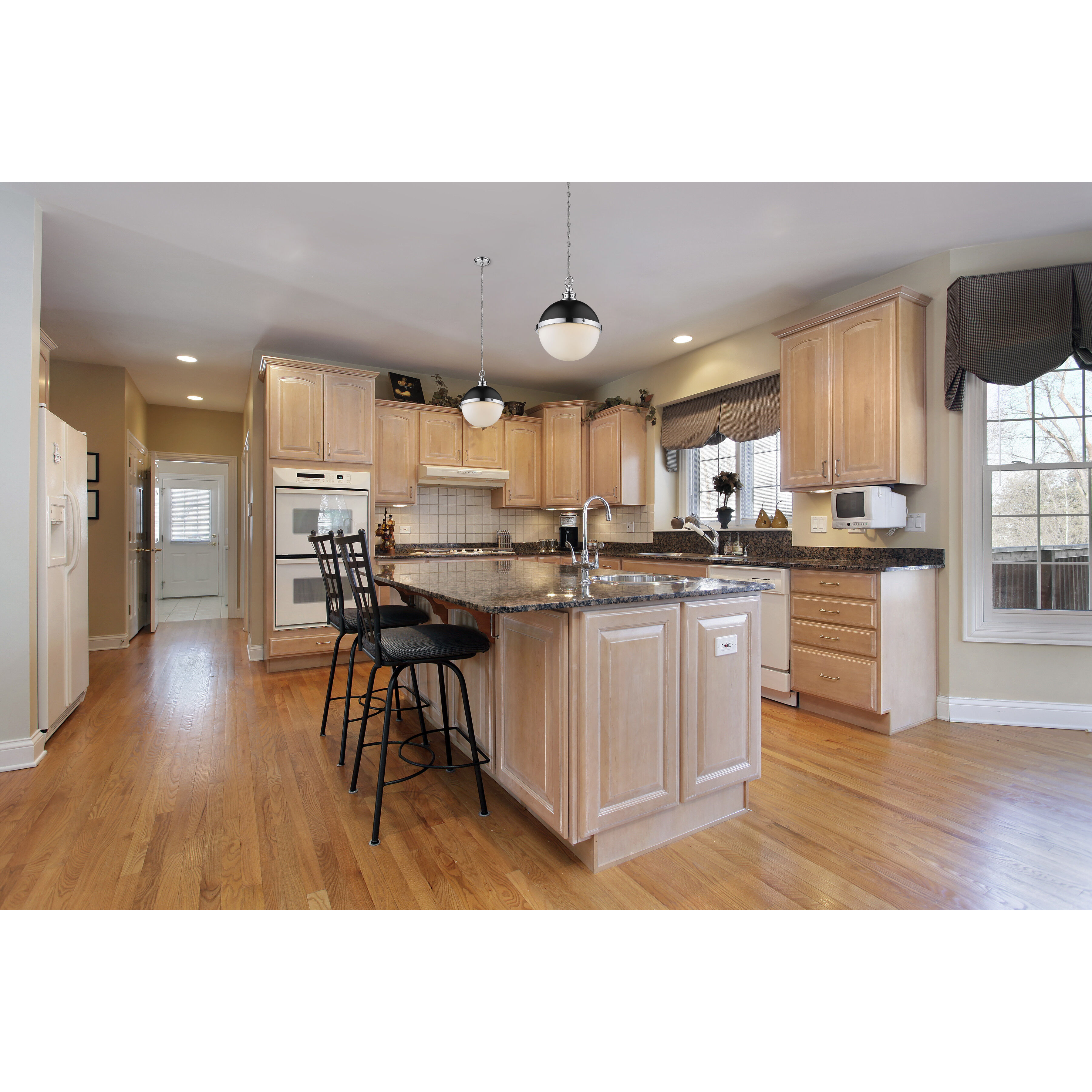 Peyton 2 Light 11.5 inch Matte Black and Chrome Pendant Ceiling Light