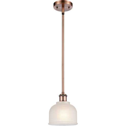 Ballston Dayton LED 6 inch Antique Copper Pendant Ceiling Light in White Glass, Ballston