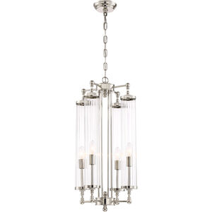 Regis 4 Light 14 inch Polished Nickel with Fluted Glass Pendant Ceiling Light