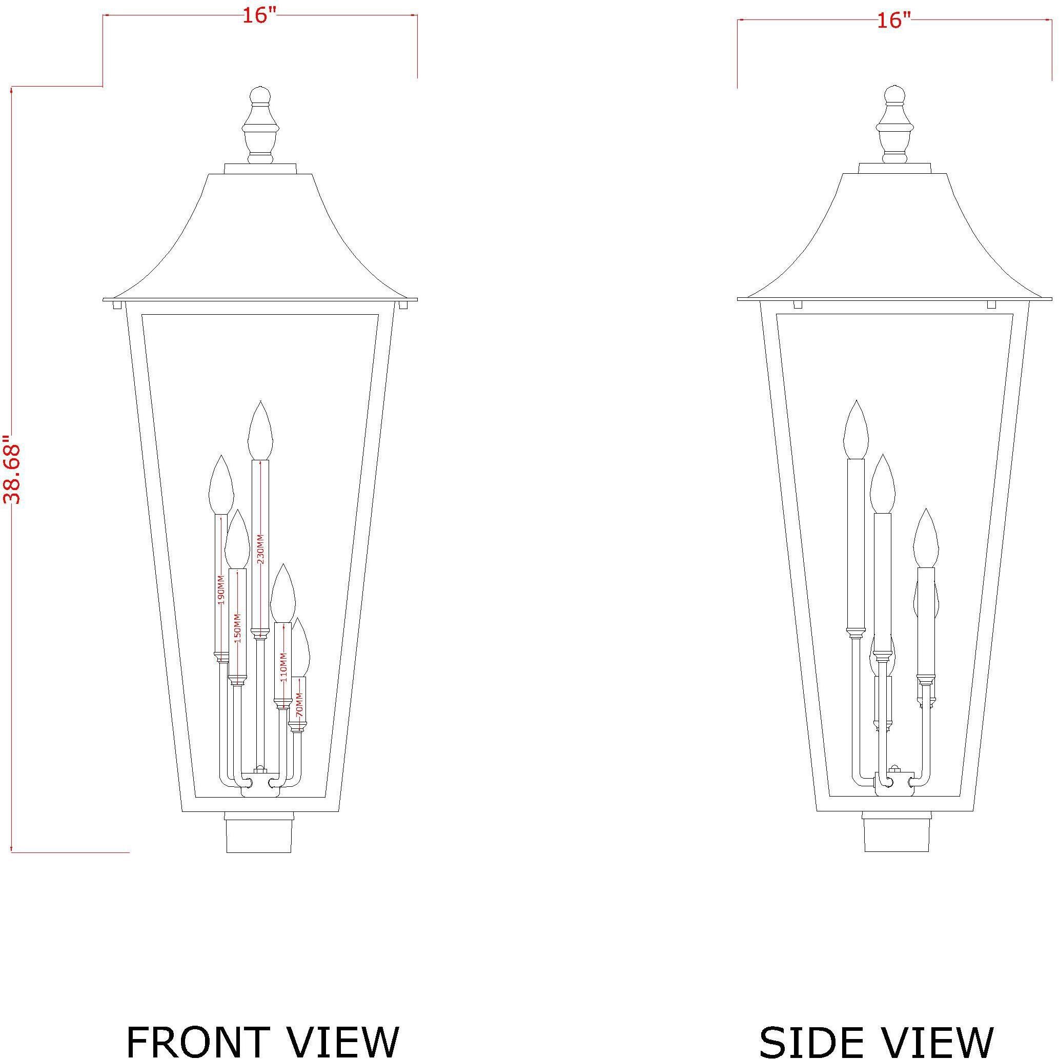 Gannon 5 Light 38.75 inch Black Outdoor Post Mounted Fixture in G9