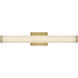 Lisa McDennon Devon LED 25.75 inch Lacquered Brass Bath Light Wall Light in Etched Opal, 40W, 2900K, Linear, Sconce