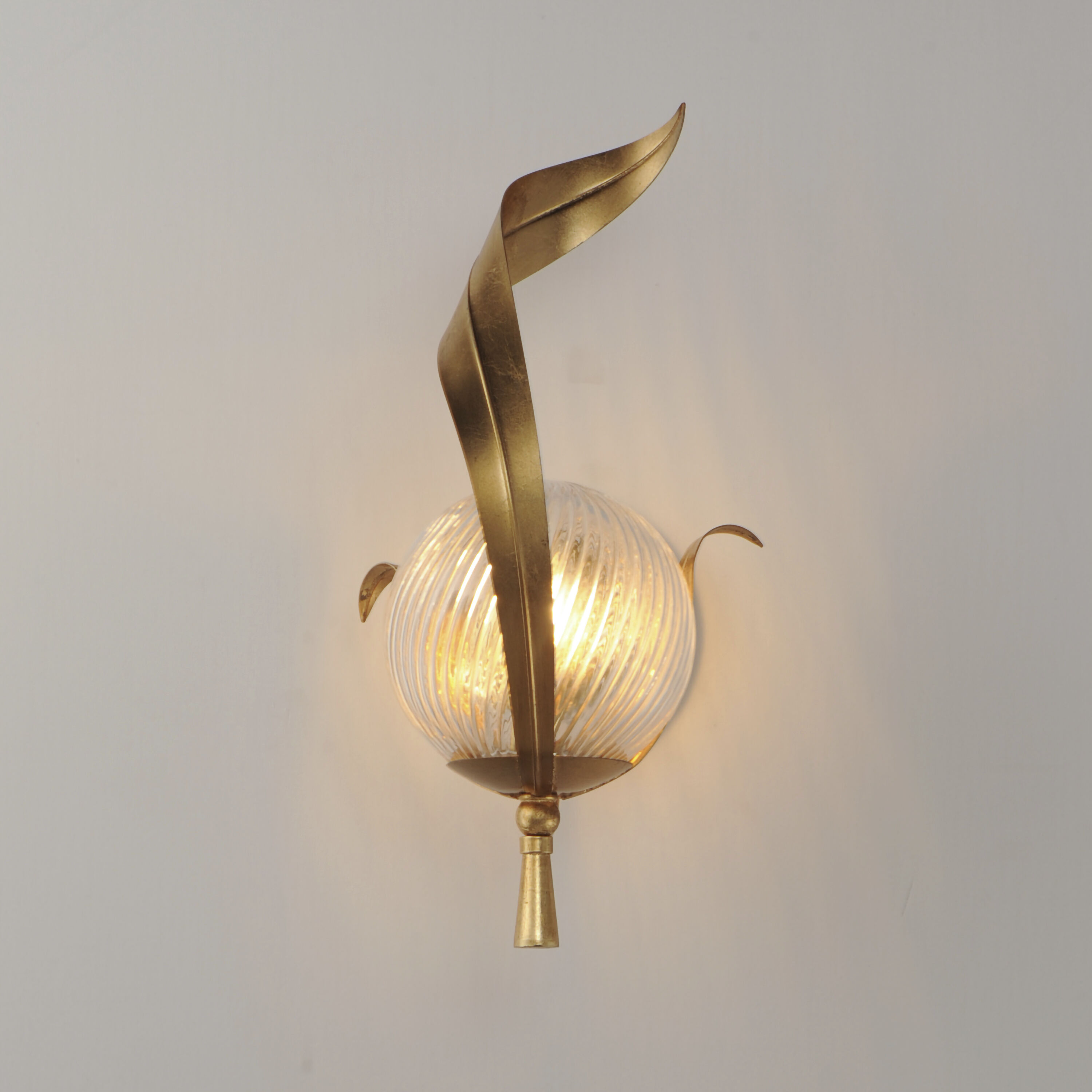 Firenze 1 Light 7.5 inch Gold Leaf Wall Sconce Wall Light in Clear Ribbed