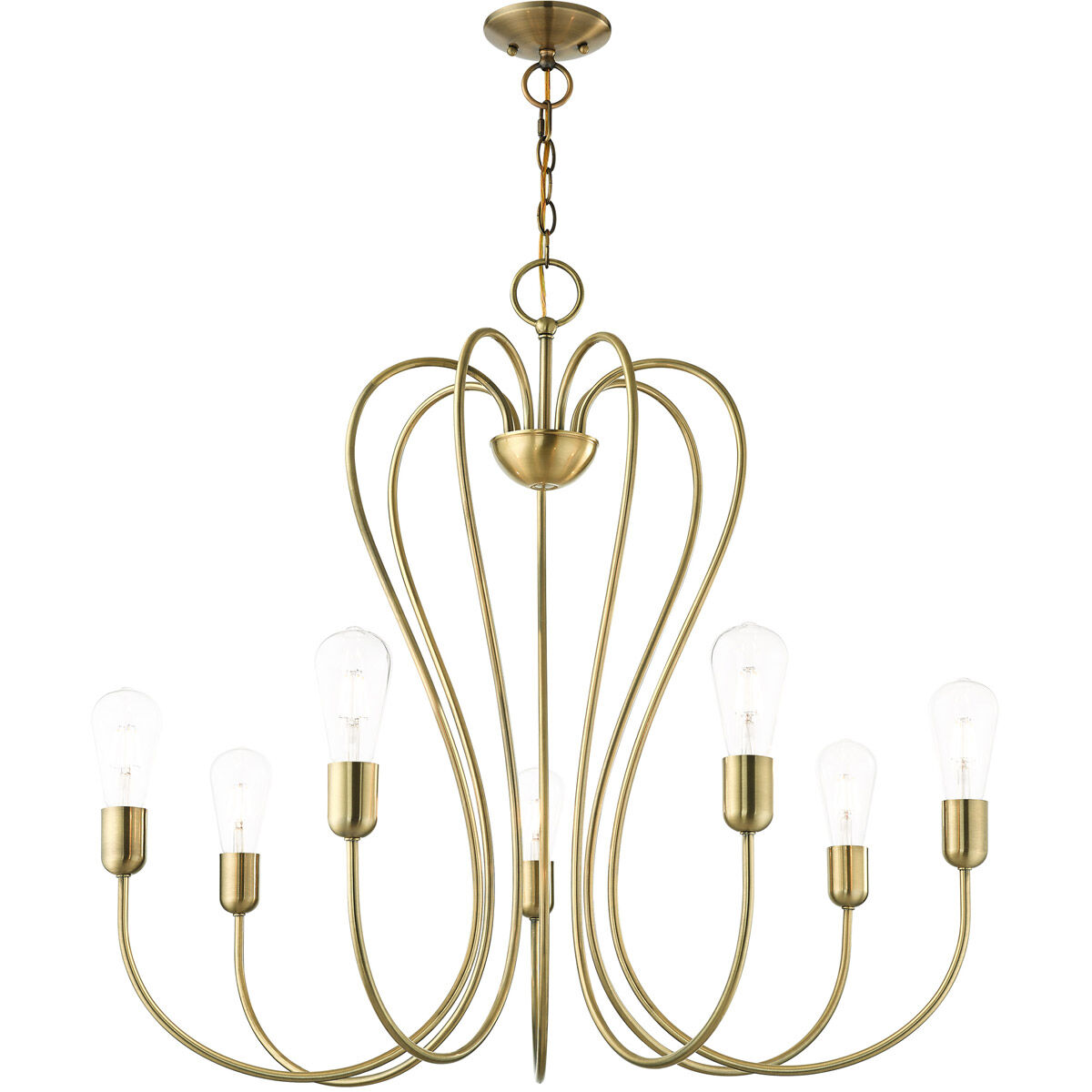 Lucerne 7 Light 30 inch Antique Brass Chandelier Ceiling Light