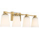 Darby 4 Light 34 inch Warm Brass Bathroom Vanity Light Wall Light