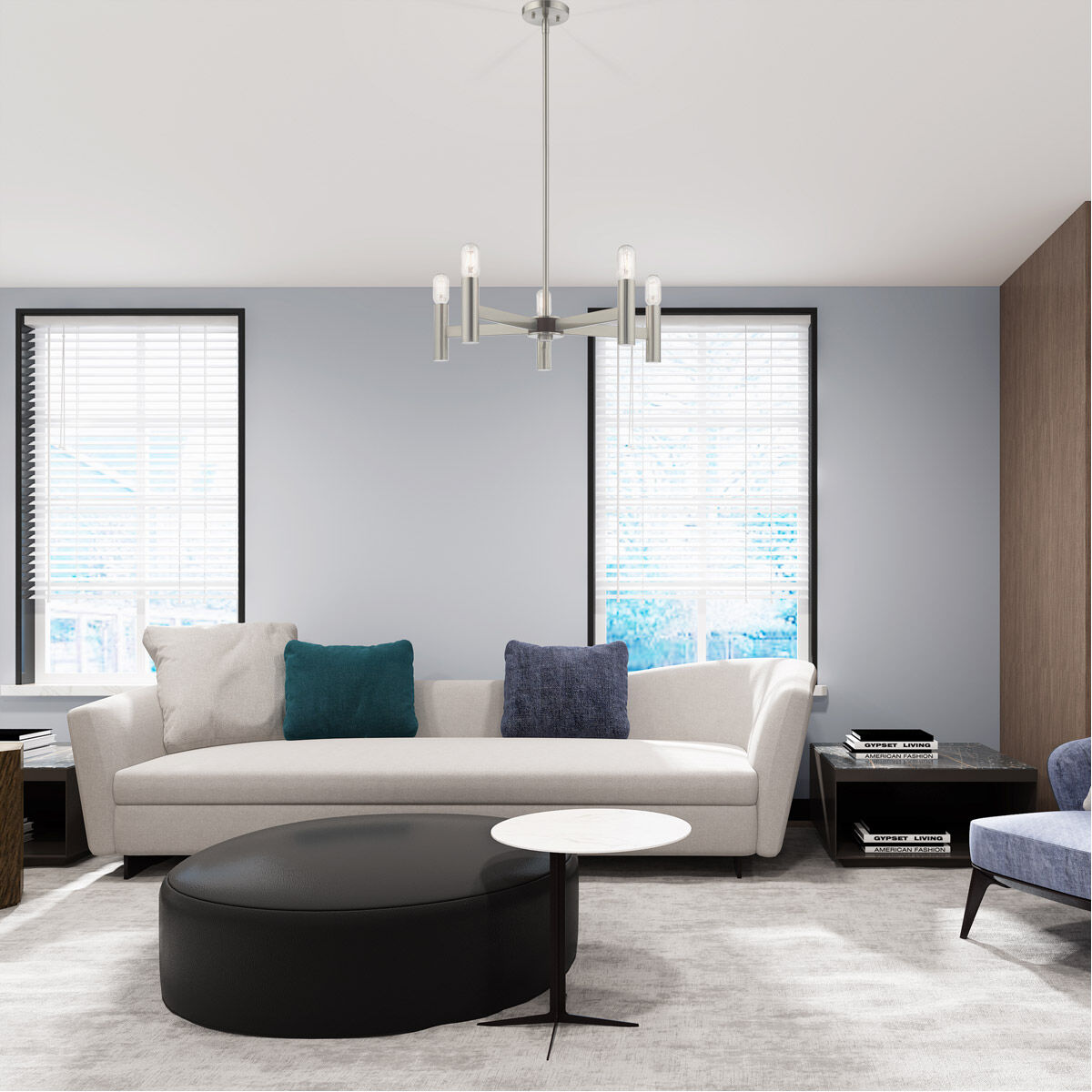 Copenhagen 5 Light 25 inch Brushed Nickel Chandelier Ceiling Light