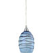 Vines 1 Light 5 inch Blue with Satin Nickel Mini Pendant Ceiling Light