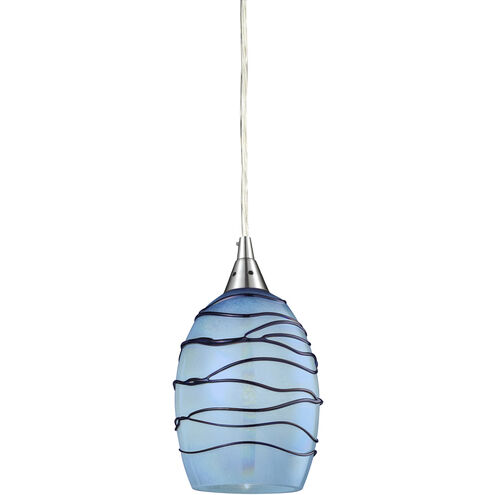 Vines 1 Light 5 inch Blue with Satin Nickel Mini Pendant Ceiling Light