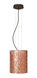 Tamburo LED Bronze Pendant Ceiling Light in Stone Copper Foil Glass