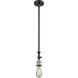 Franklin Restoration Bare Bulb 1 Light 4 inch Black Antique Brass Mini Pendant Ceiling Light in Incandescent, Franklin Restoration
