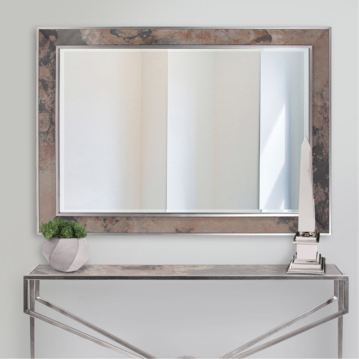 Mason 42 X 30 inch Slate and Silver Wall Mirror