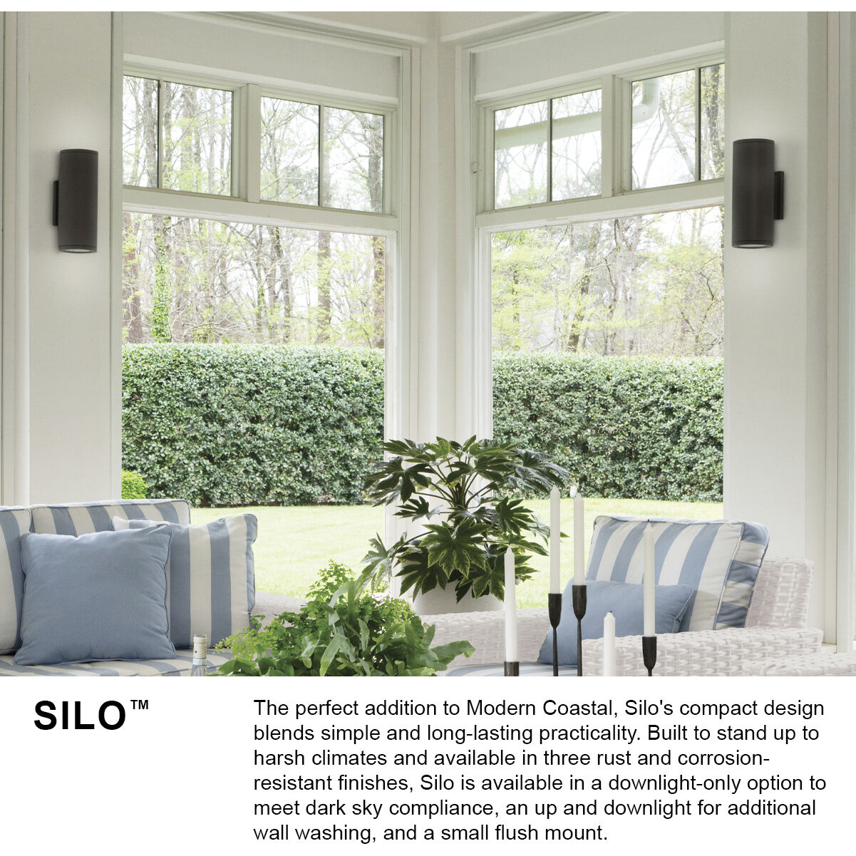 Silo 2 Light 16 inch Textured White Outdoor Wall Mount