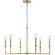 Dunne 6 Light 30 inch Lacquered Brass Chandelier Ceiling Light