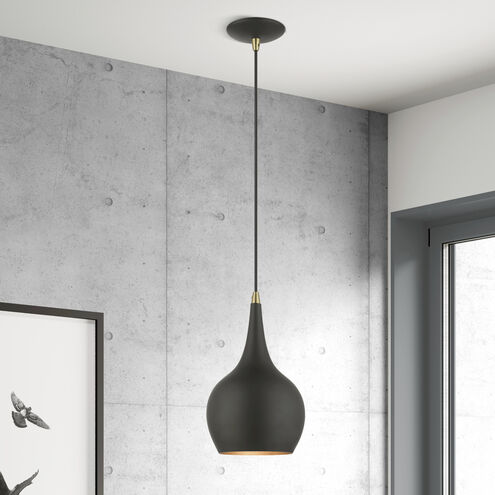 Andes 1 Light 8 inch Black with Antique Brass Accents Mini Pendant Ceiling Light