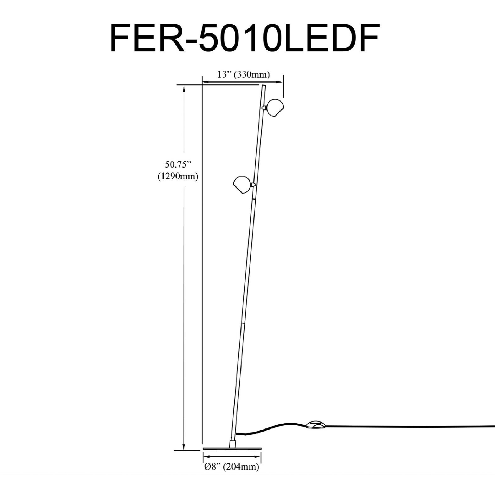 Fernanda 50.75 inch 5 watt Satin Black Floor Lamp Portable Light