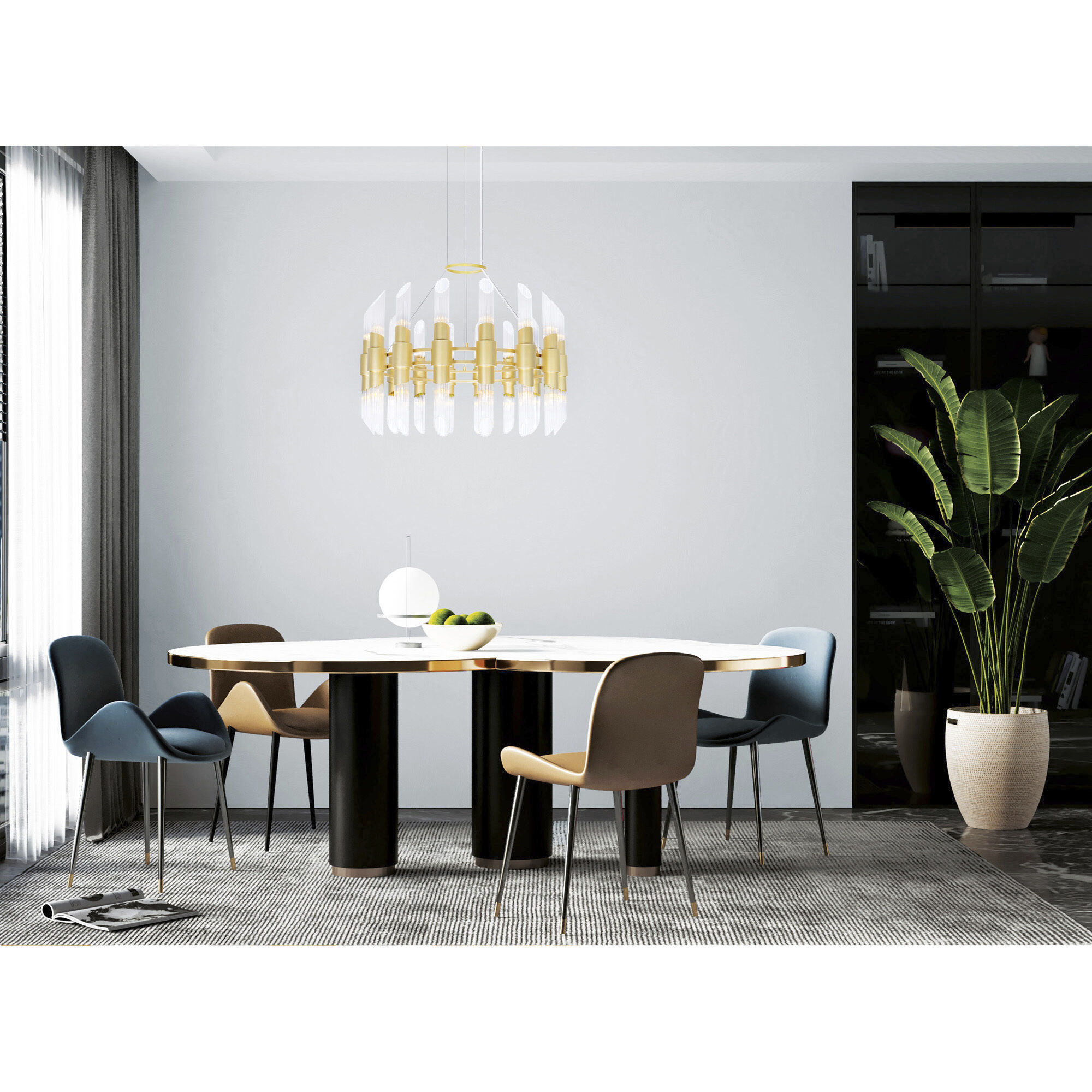 Croissant 32 Light 32 inch Satin Gold Chandelier Ceiling Light