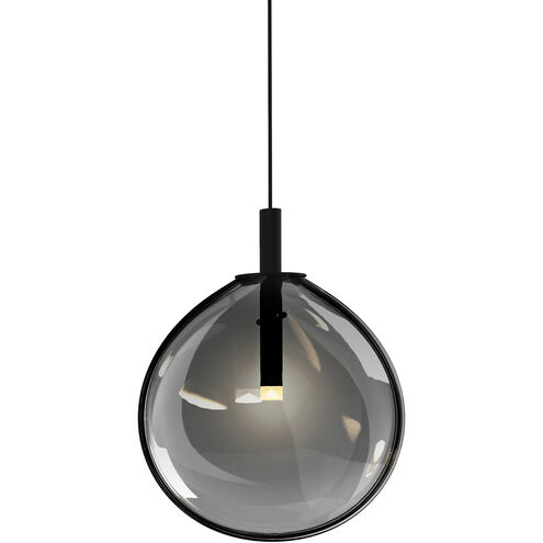Cantina LED 9 inch Satin Black Pendant Ceiling Light in Smoke Fade Glass