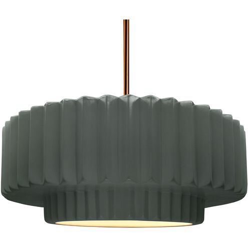 Radiance LED 16.25 inch Pewter Green and Polished Brass Pendant Ceiling Light