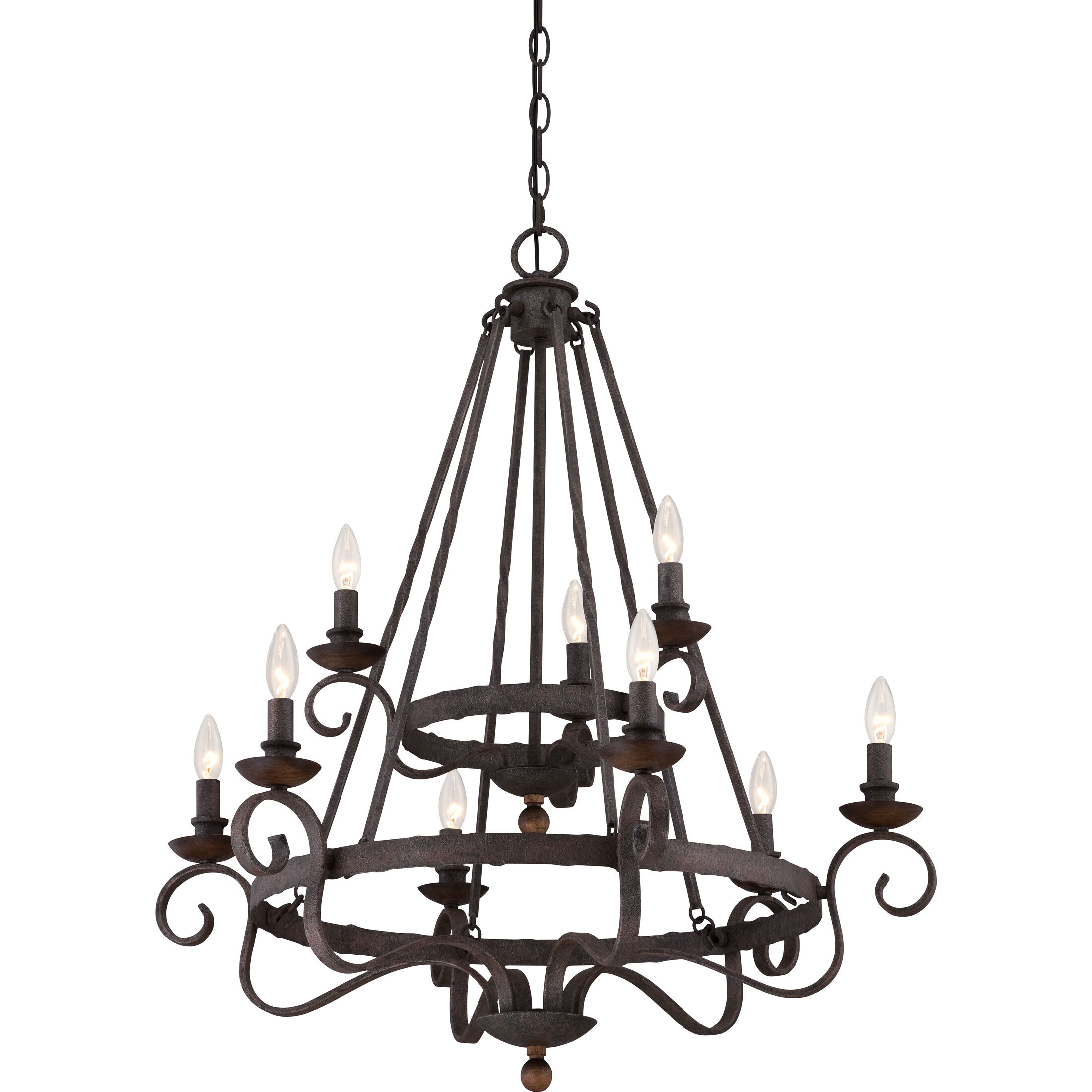 Noble 9 Light 32 inch Rustic Black Foyer Chandelier Ceiling Light